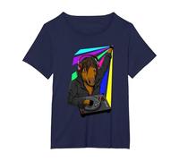 Ketamine DJ Techno Cheval Keta Rave Party T-Shirt, Femme Grandes Tailles, Bleu Marine, 6X