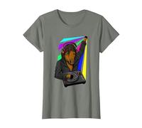 Ketamine DJ Techno Cheval Keta Rave Party T-Shirt, Femme, Vert Kaki chiné, XS