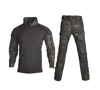 Ketamyy Homme Fmeme Tactique Vetements Camouflage Chemise Manche Longue et Treillis Pantalon Extérieur Respirant Trekking Randonnée Chasse Combat Militaire Habit Chasse Noir Nuit Camo 32W / 40L