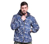 Ketamyy Homme Tactique Camouflage Veste Imperméable Softshell Doublure en Polaire Automne Hiver Outdoor Trekking Chasse Alpinisme Blouson Manteaux à Capuche Océan Numérique XL