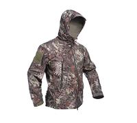 Ketamyy Homme Tactique Camouflage Veste Imperméable Softshell Doublure en Polaire Automne Hiver Outdoor Trekking Chasse Alpinisme Blouson Manteaux à Capuche Vert Python Motif M