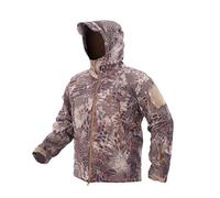 Ketamyy Homme Tactique Camouflage Veste Imperméable Softshell Doublure en Polaire Automne Hiver Outdoor Trekking Chasse Alpinisme Blouson Manteaux à Capuche Jaune Python Motif XL
