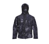 Ketamyy Homme Tactique Camouflage Veste Imperméable Softshell Doublure en Polaire Automne Hiver Outdoor Trekking Chasse Alpinisme Blouson Manteaux à Capuche Noir Python Motif L