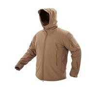 Ketamyy Homme Tactique Camouflage Veste Imperméable Softshell Doublure en Polaire Automne Hiver Outdoor Trekking Chasse Alpinisme Blouson Manteaux à Capuche Kaki L