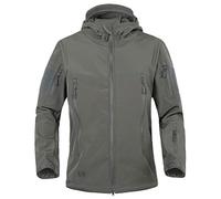 Ketamyy Homme Tactique Camouflage Veste Imperméable Softshell Doublure en Polaire Automne Hiver Outdoor Trekking Chasse Alpinisme Blouson Manteaux à Capuche Gris S
