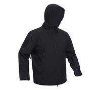 Ketamyy Homme Tactique Camouflage Veste Imperméable Softshell Doublure en Polaire Automne Hiver Outdoor Trekking Chasse Alpinisme Blouson Manteaux à Capuche Noir XL