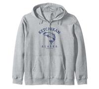 Ketchikan Alaska Souvenir Vintage pour pêche à la Truite et au Saumon Sweat à Capuche