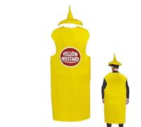 Ketchup Costume de moutarde - Tenue de cosplay amusante - Vêtement fantaisie unisexe - Robe de fête amusante - Jeu de rôle - Costume d'Halloween pour adultes hommes femmes - Moutarde - Carnaval