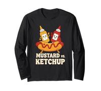 Ketchup vs Mustard Showdown Funny Foodie Graphic Manche Longue