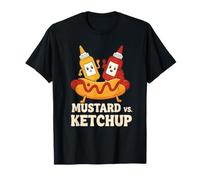 Ketchup vs Mustard Showdown Funny Foodie Graphic T-Shirt