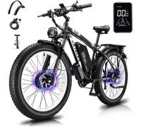 Keteles K800 Vélo Électrique, Moteur Double 2*1000w, Batterie 48v23ah, Pneus Fat 26*4.0'', Suspension Complète, 21 Vitesses, Blanc Multicolore