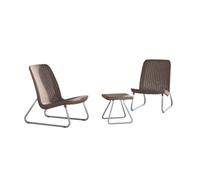 Keter 17197637 Ensemble de salon Rio, aspect rotin, plastique, marron, 77,5 x 76 x 54 cm