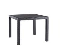 Keter 17197992 Quartet Table en Plastique Aspect rotin Anthracite 95 x 95 cm