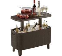KETER 246891 Glacière de jardin BevyBar - Ouverte : 83,5x40,5x75 cm et 56L - Marron