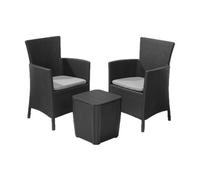 KETER 444729 SALON 3 PIÈCES « IOWA BALCONY » FLAT WICKER GRAPHITE 2 PLACES