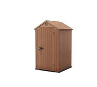 Keter Abri de Jardin Darwin 4 x 4 cm, Finition Effet Bois, Couleur Marron, 1,4 m², 125,8 x 117 x 205 H cm