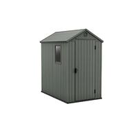 KETER Abri de Jardin Darwin 4 x 6 Vert en résine Effet Bois pour terrasse abri extérieur Haute résistance EVOTECH Double Couche structurelle 126 x 185 x 205 cm