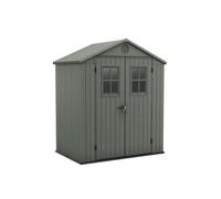 Keter Abri de Jardin Darwin 6 x 4 cm, Finition Effet Bois, Couleur Vert Sauge, 2,2 m², 190 x 122 x 221 H cm