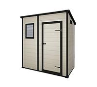 Keter Abri de jardin Manor Pent 64 – 183,5×111×200,5 cm, résine renforcée, plancher inclus, beige