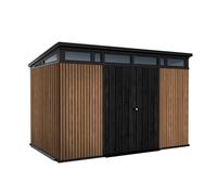 Keter Abri de Jardin Pent 11 x 7 cm, Effet Bois Naturel à Lattes, 7,4 m², 340 x 218 x 226 cm