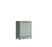 Keter Armoire Basse Planet Outdoor en Résine Multifonctions pour Intérieur et Extérieur - Étagères et Pieds Ajustables - Canessable - 80 x 44 x 100 cm - Vert Jade - 80% Recyclé