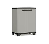 Keter | Armoire Basse Planet - Plastique recyclé, Gris/Noir, Cabinets, 680x390x900 mm
