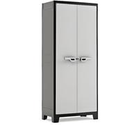 KETER Armoire Haute Utilitaire TITAN - Armoire en Résine Multifonctions - Étagères et Pieds Ajustables - Charnières metallique - IPX3 - Cuisine, Garage, Atelier - 80 x 44 x 182 cm - Noir/Gris
