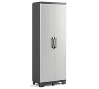 Keter Armoire Haute Gear - Rangement Multifonctions - Étagères Modulables, Pieds Surélevés, Base renforcée, Poignées Aspect métal - Cuisine, Garage, Atelier, Placard - 68 x 39 x 182 cm - Gris