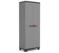 Keter Armoire haute Stilo – Verrouillable, 3 étagères intérieures réglables – Gris/Noir/Rouge