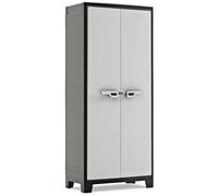 Keter Armoire Haute Titan - Armoire de Rangement en Résine - Étagères Modulables, Pieds Réglables, Charnières Métalliques - Cuisine, Garage, Atelier, Placard - 80 x 44 x 182cm - Noir/Gris