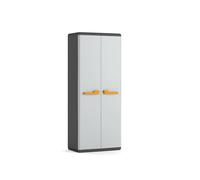 Keter Armoire Portes-Balais Rio, Idéale pour Garage et Balcon abrité, avec 3 Étagères Réglables, Gris, 68 × 39 × 166 cm