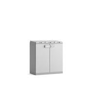 Keter Armoire pour le Tri Sélectif ReCyclo, Idéale pour Garage et Balcon, avec 3 Compartiments et Fermetures Antivent, Blanc/Beige, 89 × 45 × 96 cm