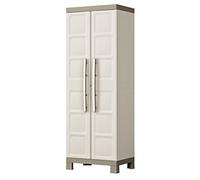Keter Armoire Utilitaire Excellence - Armoire de Rangement en Résine Multifonctions - Étagères Modulables, Pieds Surélevés - Cuisine, Garage, Atelier, Placard - 68 x 39 x 182 cm - Sable/Terre