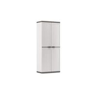 Keter Armoire Utilitaire Jolly - Armoire de Rangement en Résine Multifonctions - Étagères Modulables - Cuisine, Garage, Atelier, Placard - 65 x 39 x 166 cm - Blanc/Gris