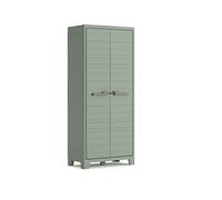 Keter Armoire Utilitaire Planet Outdoor Multifonctions pour Intérieur et Extérieur - Étagères et Pieds Ajustables - Canessable - 80 x 44 x 182 cm - Vert Jade -80% Recyclé - Packaging renforcé