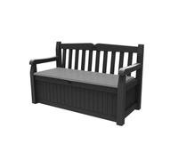 Keter Banc de Jardin avec Coffre de Rangement en resine texturée résistant aux intempéries, Banc de Rangement verrouillable, Gris