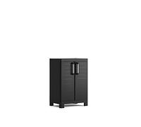 Keter Bas Noir Armoire à 2 étagères réglables réalisée en résine Detroit Basse 65 x 45 x 97 cm Ecommerce Pack