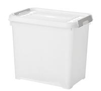 CURVER Boîte de Rangement Handy Plus 6L - Boîte de Rangement Multifonction 100% Recyclé - Pour Chambre, Bureau, Garage, Cabanon, Buanderie - Fermeture Rapide à poignées - 29 x 40 x 15cm - Blanc