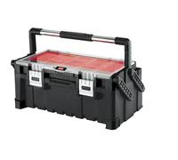 Keter Boîte à outils Cantilever Combo 22 – Grande 2 niveaux, 11 compartiments amovibles, Noir/Rouge