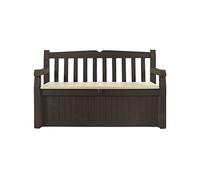 Keter Coffre Eden Bench Marron avec Assise Beige 265 l en résine 140 x 60 x 84 cm