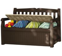 Keter Coffre Eden Bench Marron avec Assise Beige 265 l en résine 140 x 60 x 84 cm