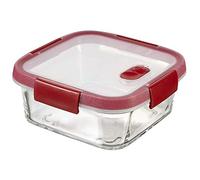 Curver Cook Récipient à Aliments en Verre avec Valve, Rouge, 16 x 16 x 7cm