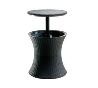 Keter Cool Bar table glacière 30 L en résine aspect rotin anthracite 57 x 50 x 50 cm avec table rétractable