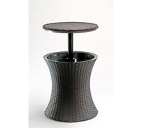 Keter Cool Bar table glacière 30 L en résine aspect rotin marron 57 x 50 x 50 cm avec table rétractable