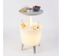 Keter Cool Bar table glacière lumineuse 30 L en résine aspect rotin blanc 57 x 50 x 50 cm avec LED et table rétractable (231366)
