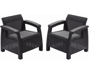 KETER CORFU DUO Set de 2 chaises de jardin, 75 x 70 x 79cm, graphite/gris 17197993