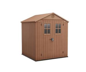 Keter Darwin 6 x 6 Maison de Jardin Effet Bois, Marron, 190 x 183 x 221 H cm