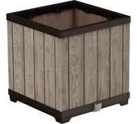 Keter Deco Square Planteur, 45,5x45,5x45,5 cm, résistant aux intempéries, avec réservoir & indicateur d'eau, marron clair