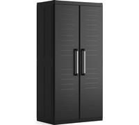 KETER Armoire de rangement DETROIT XL - 2 portes - 4 étagères dont 2 réglables - L 89 x P 54 x H 182 cm - Noir