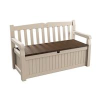 Keter Eden Garden Bench - Banc Coffre extérieur, capacité 265 litres, Couleur Marron et Beige